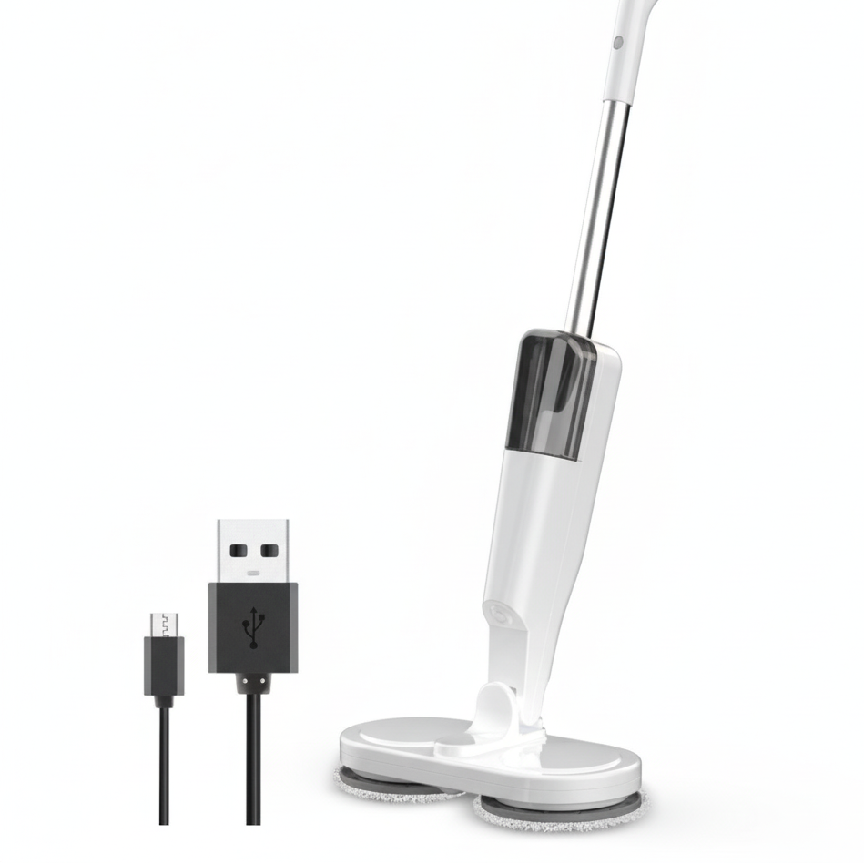 white electric floor mop