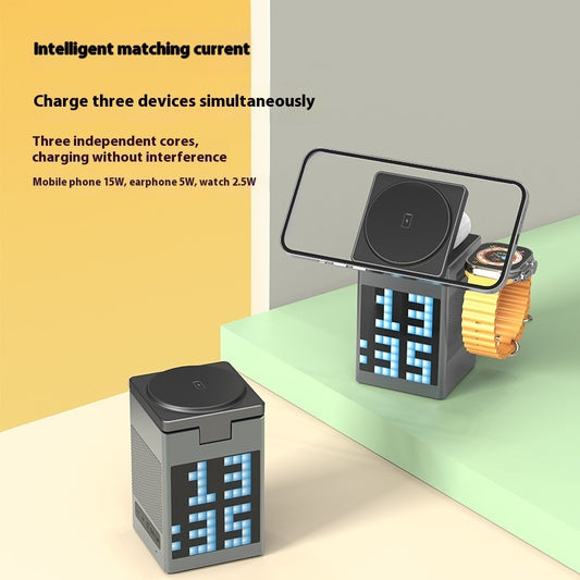 6-in-1 Wireless Charging Station \ PixelSound  - Smart Clock, Bluetooth Speaker & Fast Charger Letshome™