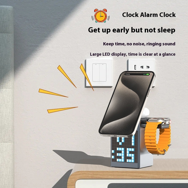 6-in-1 Wireless Charging Station \ PixelSound  - Smart Clock, Bluetooth Speaker & Fast Charger Letshome™