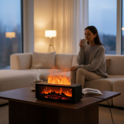 Humidifier with flame