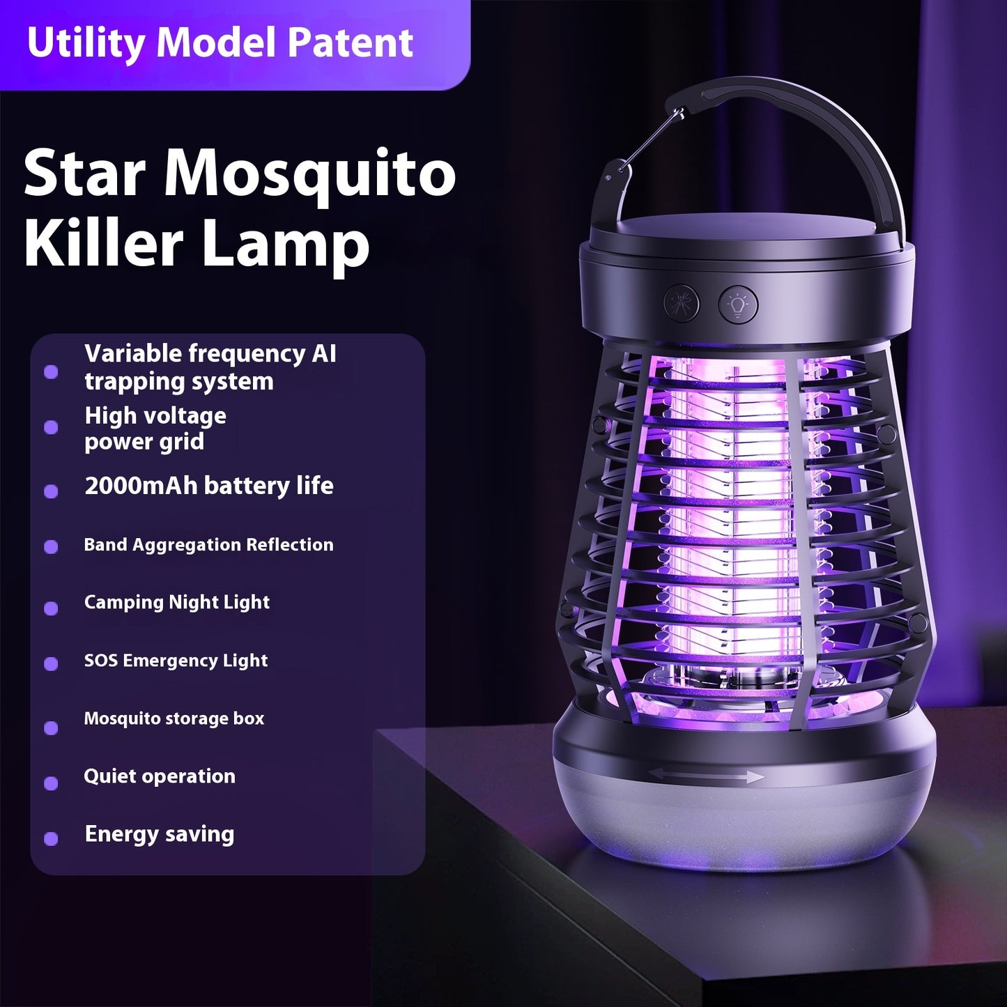 Portable Mosquito Killer Lamp -2 in 1 Rechargeable Lamp with Night Light